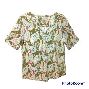 Chico's Paisley Short Sleeve Shirt, Size 1 (M)